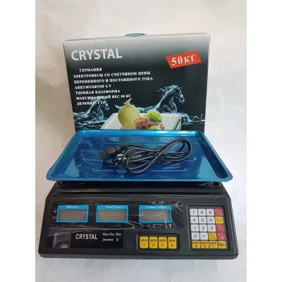 Ваги Crystal 50 kg електронні настільні ваги з калькулятором торговi