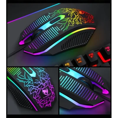 Ігровий комплект клавіатура та миша навушники килимок 4в1 Linmoni TF-400 Kit з RGB підсвічуванням для геймерів