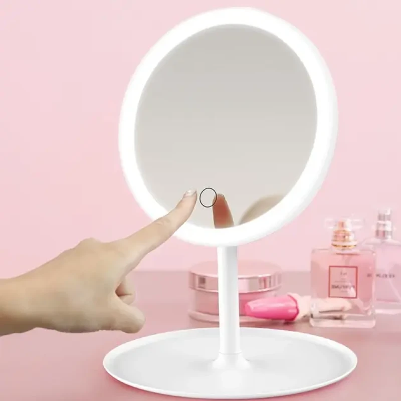 Дзеркало для макіяжу, дзеркало косметичне з LED з яскравим лід підсвічуванням, вбудованим акумулятором, біле