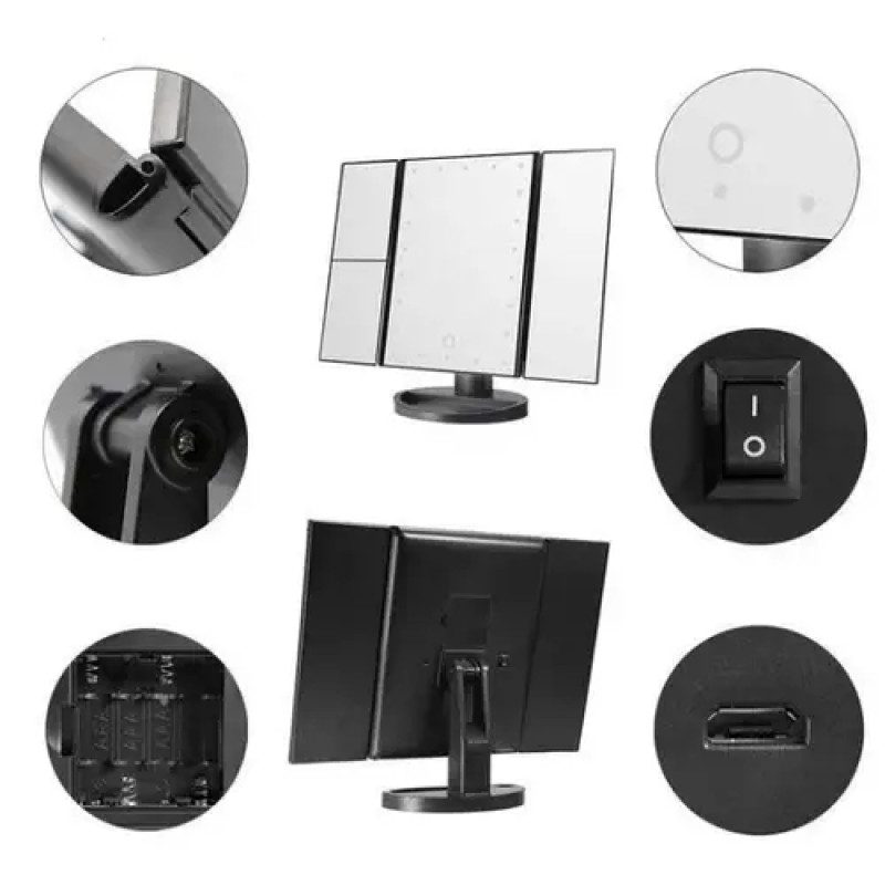 Дзеркало потрійне для макіяжу Superstar Magnifying Mirror із LED-підсвічуванням прямокутне зі збільшенням
