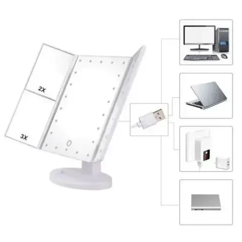 Дзеркало потрійне для макіяжу Superstar Magnifying Mirror із LED-підсвічуванням прямокутне зі збільшенням