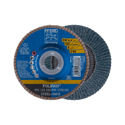 Круг пелюстковий тарілчастий 125*22 Z80 (нерж/метал) конічн.PFC POLIFAN