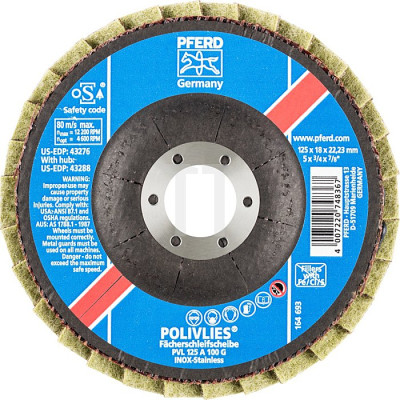 Круг пелюстковий тарілчастий  волоконий 125*18*22мм (нерж) PVL125А100G Polivlies