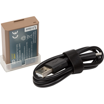 Акумулятор PowerPlant Canon TLP-E10 1020mAh з кабелем Type-C