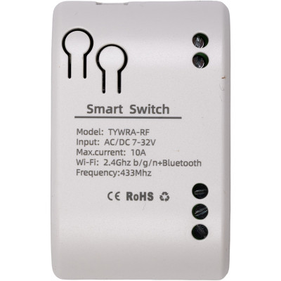 Розумний перемикач TUYA 1-канальний, Wi-Fi, RF, 10A, DC 7-32V