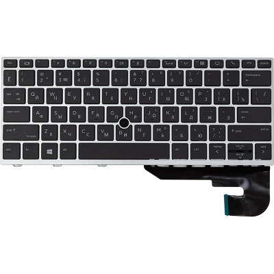 Клавіатура для ноутбука HP EliteBook 830 G5 чорна, сріблястий фрейм