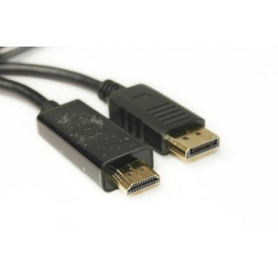 Відео кабель PowerPlant DisplayPort (M) - HDMI (M), 1.4V, 30AWG, 4Kx2K, 1.8м (односторонній)
