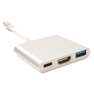 Кабель-перехідник PowerPlant USB Type-C - HDMI/USB Multiport Adapter для MacBook 12, 0.15м