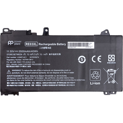 Акумулятор PowerPlant для ноутбуків HP ProBook 450 G6 (RE03XL) 11.55V 3500mAh