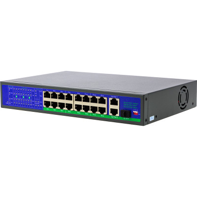 PoE комутатор PowerPlant 16ch 100Mbps+2+1G uplink