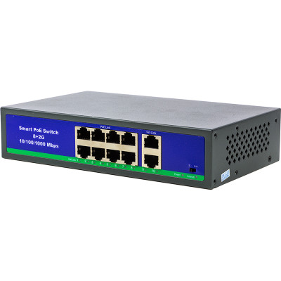 PoE комутатор PowerPlant 8ch 100Mbps+2G uplink