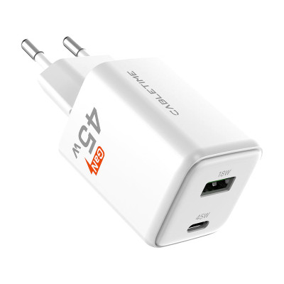 Зарядний пристрій CableTime GaN PD3 45W A+C (GA45W)