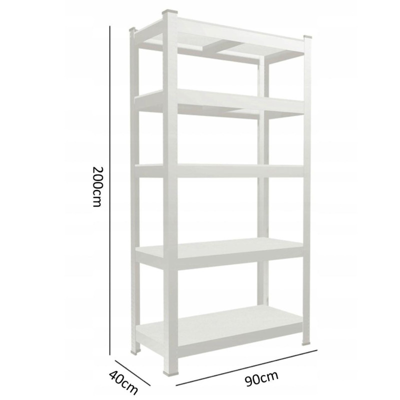 Стелаж металевий 200х90х40 5 полиць (сірий)