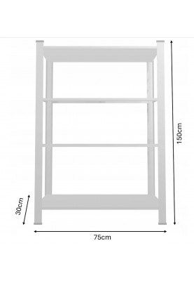 Стелаж металевий 150х75х30 4 полиці (сірий)