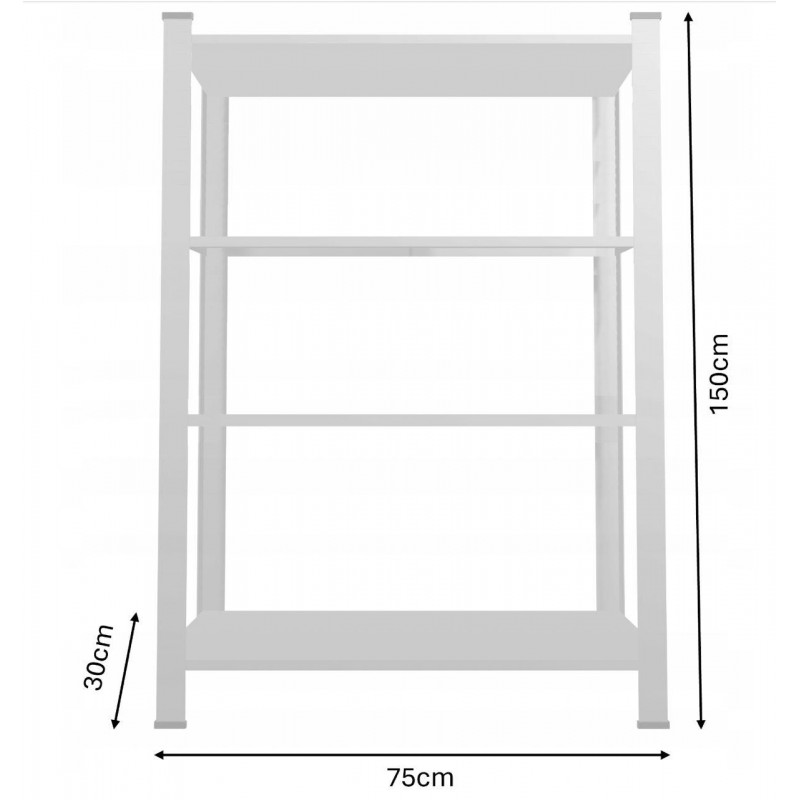 Стелаж металевий 150х75х30 4 полиці (сірий)