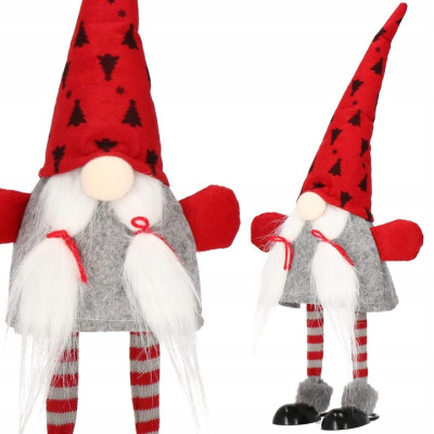 Новорічний м'який декоративний гном у шапці Ельфіня Springos Christmas Lady 40 см