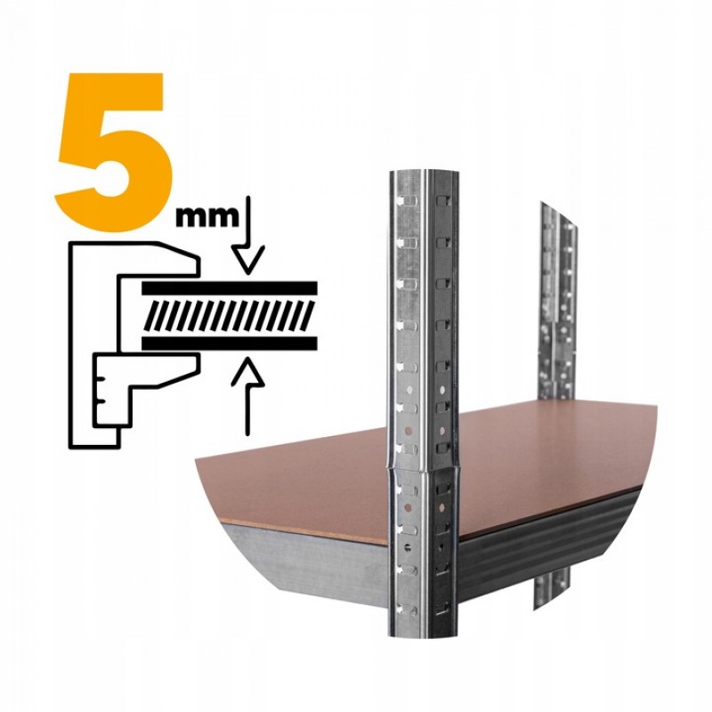 Стелаж металевий 150x75x30 см 5 полиць, навантаження - 175 кг на полицю (Сірий) Польща