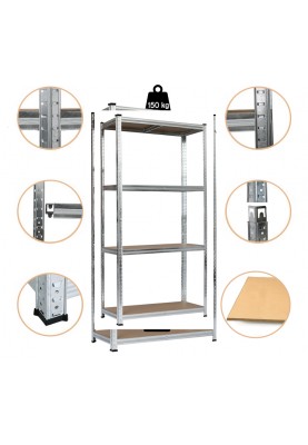 Стелаж металевий 180х90х40 4 полиці, навантаження 150кг - на полицю (сірий)