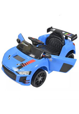 Дитячий електромобіль Cabrio 6V 5A (спойлер, пульт, LED-фари, звук, відкривні двері, педаль газу), Синій