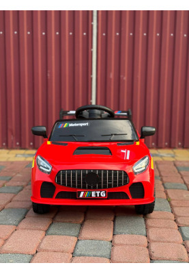 Дитячий спортивний електромобіль кабріолет зі спойлером Cabrio 6V 5A (пульт, LED-фари, музика, педаль газу), Червоний