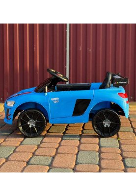 Дитячий електромобіль Cabrio 6V 5A (спойлер, пульт, LED-фари, звук, відкривні двері, педаль газу), Синій