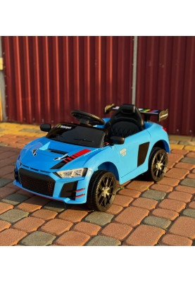 Дитячий електромобіль Cabrio 6V 5A (спойлер, пульт, LED-фари, звук, відкривні двері, педаль газу), Синій