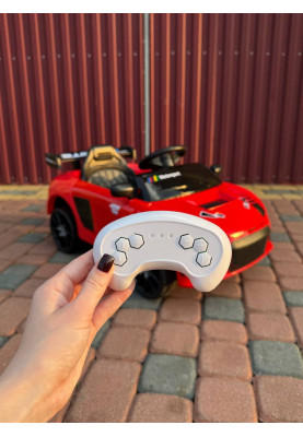 Дитячий електромобіль Cabrio 6V 5A (спойлер, пульт, LED-фари, звук, відкривні двері, педаль газу), Червоний