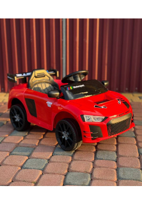 Дитячий електромобіль Cabrio 6V 5A (спойлер, пульт, LED-фари, звук, відкривні двері, педаль газу), Червоний