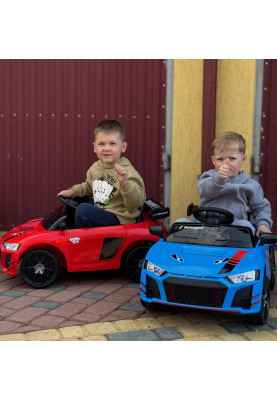 Дитячий електромобіль Cabrio 6V 5A (спойлер, пульт, LED-фари, звук, відкривні двері, педаль газу), Червоний