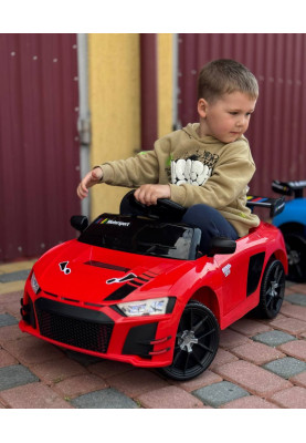 Дитячий електромобіль Cabrio 6V 5A (спойлер, пульт, LED-фари, звук, відкривні двері, педаль газу), Червоний