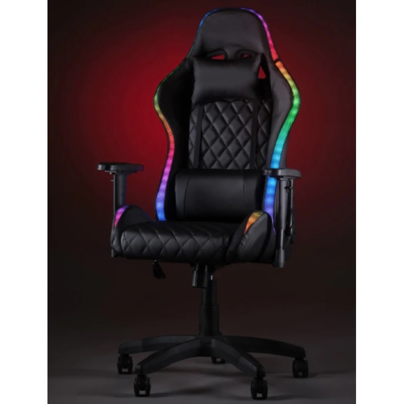 Геймерське комп'ютерне крісло з RGB-підсвічуванням, 2 ергономічними подушками та регулюванням кута нахилу спинки, Чорний (G400) Геймерське комп'ютерне крісло з RGB-підсвічуванням, 2 ергономічними подушками та регулюванням кута нахилу спинки, Чорний (G400)