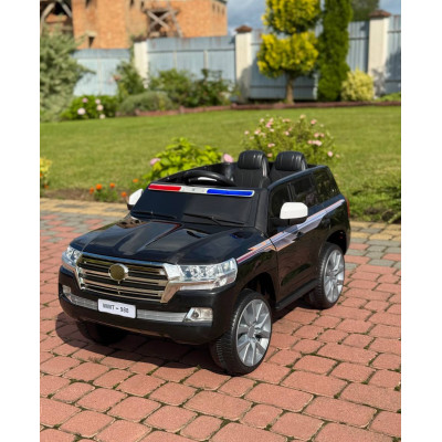 Дитячий електромобіль Поліцейський позашляховик (MP3, USB, гойдання, музика, пульт, відкривання дверцят, LED-світло), Чорний