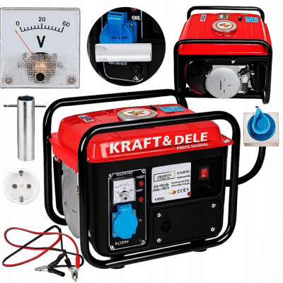 Генератор бензиновий 1,2 кВт Kraft&Dele KD109 12/230В, 2-тактний, однофазний, ручний запуск, бак 4 л, 10 годин роботи (Польща)