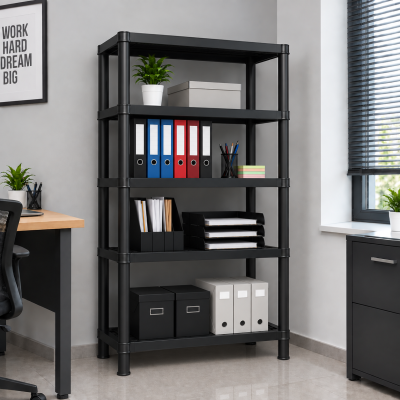 Стелаж пластиковий PRIMA HOME (185 х 91 х 43 см) 5 полиць, навантаження 200 кг, для дому складу гаража підвалу майстерні (Чорний) Стелаж пластиковий PRIMA HOME (185 х 91 х 43 см) 5 полиць, навантаження 200 кг, для дому складу гаража підвалу майстерні (Чорний)