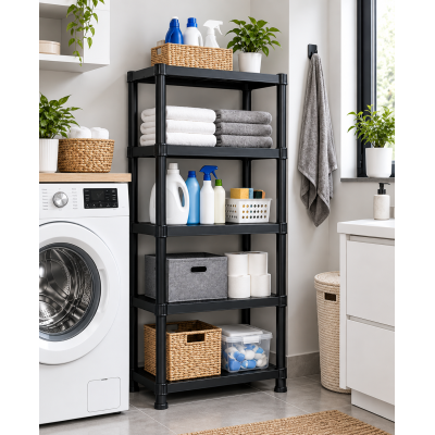 Стелаж пластиковий PRIMA HOME (178,5 х 60 х 30 см) 5 полиць, навантаження 200 кг, для складу гаража майстерні підвалу (Чорний) Стелаж пластиковий PRIMA HOME (178,5 х 60 х 30 см) 5 полиць, навантаження 200 кг, для складу гаража майстерні підвалу (Чорний)