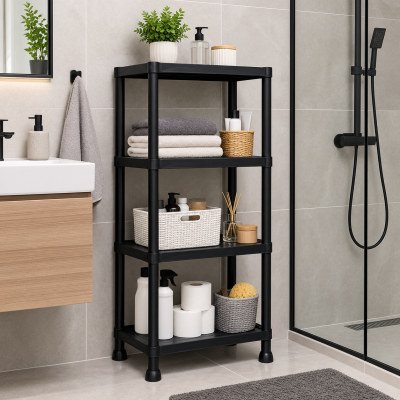 Стелаж пластиковий PRIMA HOME (133,5 х 60 х 30 см) 4 полиці, навантаження 160 кг, для складу гаража підвалу (Чорний) Стелаж пластиковий PRIMA HOME (133,5 х 60 х 30 см) 4 полиці, навантаження 160 кг, для складу гаража підвалу (Чорний)