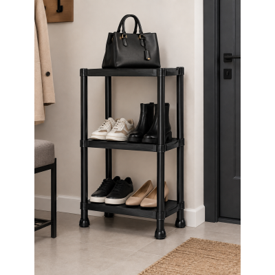 Стелаж пластиковий PRIMA HOME (92,5 х 60 х 30 см) 3 полиці, навантаження 120 кг, для дому складу гаража підвалу (Чорний) Стелаж пластиковий PRIMA HOME (92,5 х 60 х 30 см) 3 полиці, навантаження 120 кг, для дому складу гаража підвалу (Чорний)