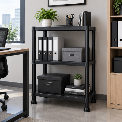 Стелаж пластиковий PRIMA HOME (92,5 х 60 х 30 см) 3 полиці, навантаження 120 кг, для дому складу гаража підвалу (Чорний) Стелаж пластиковий PRIMA HOME (92,5 х 60 х 30 см) 3 полиці, навантаження 120 кг, для дому складу гаража підвалу (Чорний)