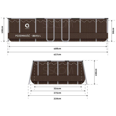 Прямокутний каркасний басейн Avenli 427 x 275 x 100 см (16в1) Прямокутний каркасний басейн Avenli 427 x 275 x 100 см (16в1)