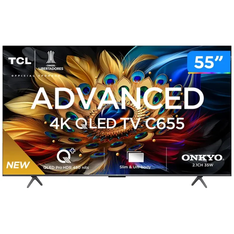 Телевізор Tcl smart Qled діагональ 55",QLED 4K UHD(3840x2160),HDMI 2.1,опер.сист.Android,динаміки 2х10вт. Dolby Atmos/ 55C655X1