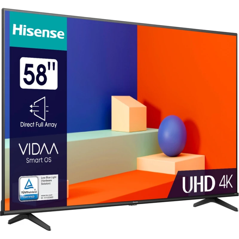 Телевізор Hisense smart діагональ 55",UHD 4K(3840x2160),опер.сист.VIDAA, динаміки 2х8вт., 58A6N