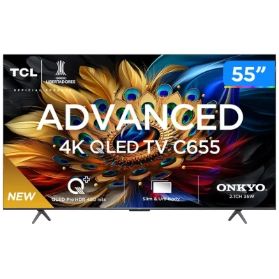 Телевізор Tcl smart Qled діагональ 55`,QLED 4K UHD(3840x2160),HDMI 2.1,опер.сист.Android,динаміки 2х10вт. Dolby Atmos/ 55C655X1