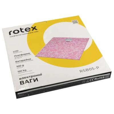 Ваги підлогові Rotex 150кг,крок-100гр., скло. RSB05-P