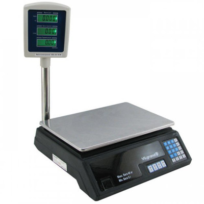 Ваги торгівельні Vilgrand 40кг, 5г, 30год.,корп.пластик.,платф.нерж. VES-6V-41W