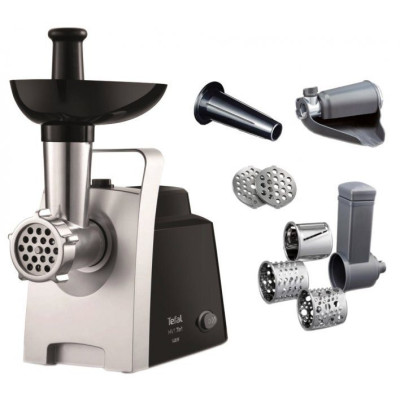 Мясорубка Tefal 1400вт.,реверс,решітка 2шт.,терка,шинковка,соковитискач,для колбасок,ручка для трансп. NE109838