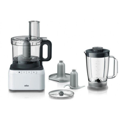 Кухонний комбайн Braun 800вт.,2 л.,подрібнювач,крюк для зам.тіста,терка ,шинковка. FP 3131 WH