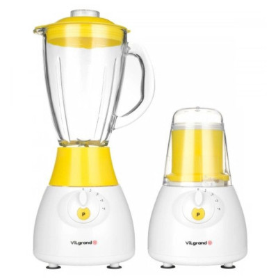 Блендер стаціонарний Vilgrand 500Вт, чаша-скло, 1.5л., ковомолка. VBS-5152G Yellow