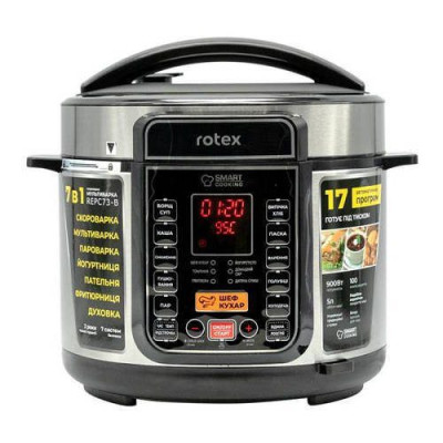 Мультиварка-скороварка Rotex 900вт.,чаша 5л. керамічне антиприг. покр.,17 автом.прогр.,функція свій рецепт. REPC73-B