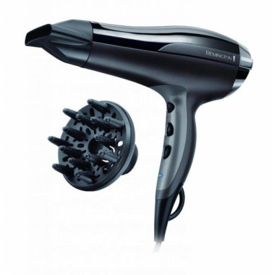 Фен Remington Pro-Air Turbo, 2400Вт, 3 режими, дифузор, турмалінова іоніз-я, хол. обдув, чорний D5220