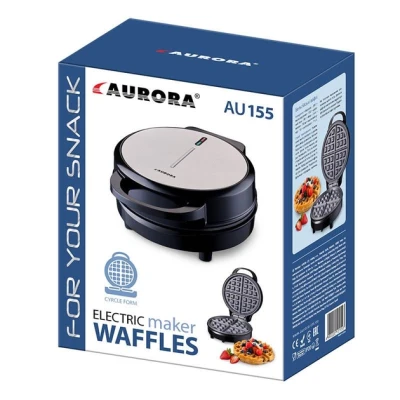 Вафельниця для бельгійських вафель Aurora 1000вт., антиприг.покриття,індик.роботи. AU 155